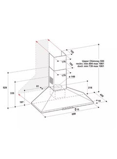 Whirlpool Hood Pyramid 90cm 2 Lights 3 Speed AKR945LIX Steel  - Image 3