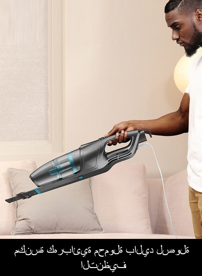 ديرما مكنسة كهربائية سلكية مع دوران 180 درجة، محرك 600 واط، ضوضاء منخفضة ومتعددة الوظائف، HEPA 14000 باسكال، 1.2 لتر، أقل من 75 ديسيبل - Image 3