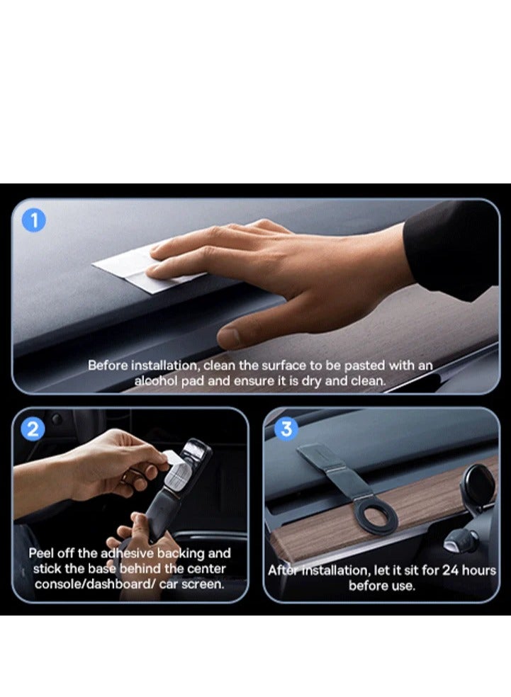 MagSafe Car Mount for Car Dashboard and Tesla Screen – Foldable Magnetic Phone Holder with Premium Metal and Leather Design – 360° Rotation, Strong Magnets for Secure Grip – Compatible with iPhone 16, 15, 14, 13, 12 Pro Max, Samsung Galaxy S25, S24, S23 – Universal Car Phone Holder for All Smartphones Grey