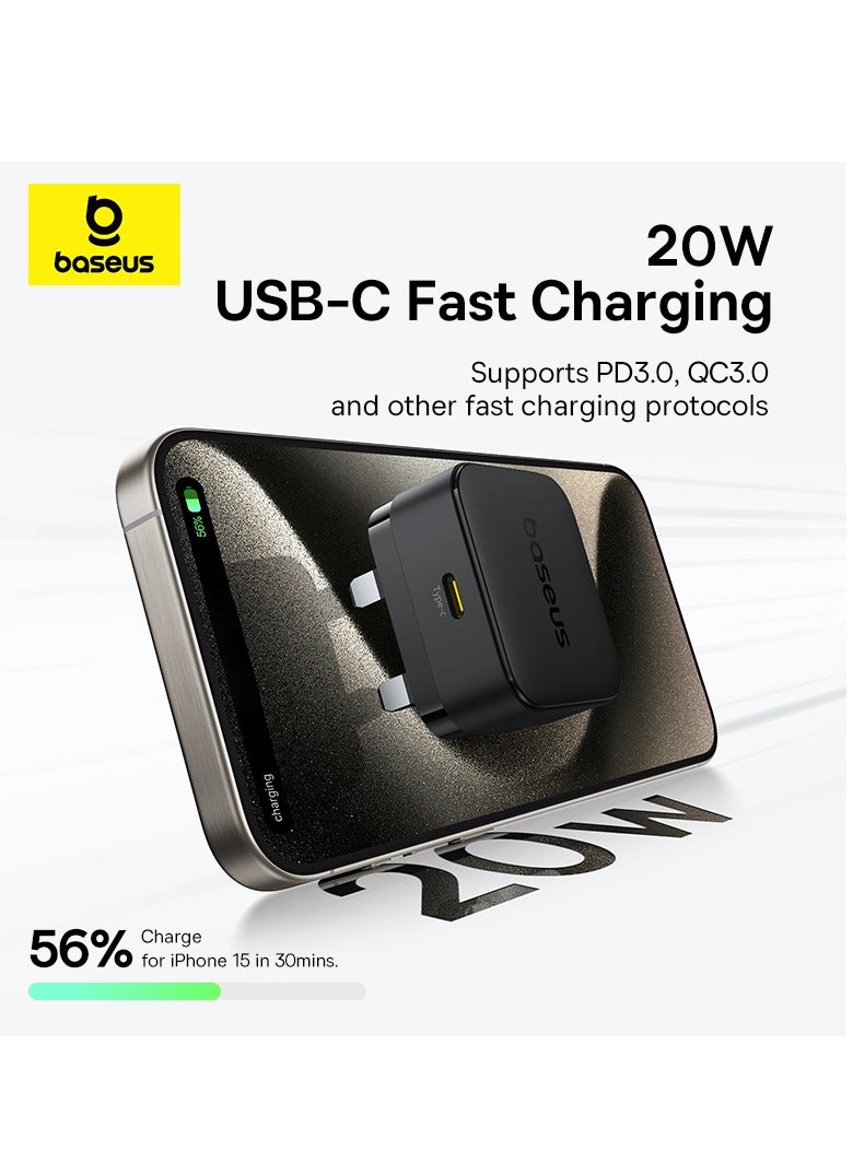 Baseus iPhone Charger Type C PD 20W Ultra Fast USB C Charger iPhone 15 Fast Charger Head Type-C Power Plug Wall Charger Travel Adapter USB-C Plug for iPhone 15/15 Pro Max/15 Pro/15 Plus/14/13/12/11,etc Black  - Image 2