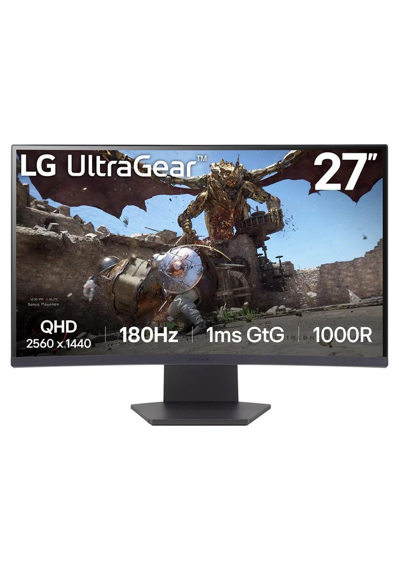 إل جي شاشة ألعاب منحنية UltraGear™ 1000R مقاس 27 بوصة، QHD، 1 مللي ثانية (GtG)، 180 هرتز، 2024 - Image 1