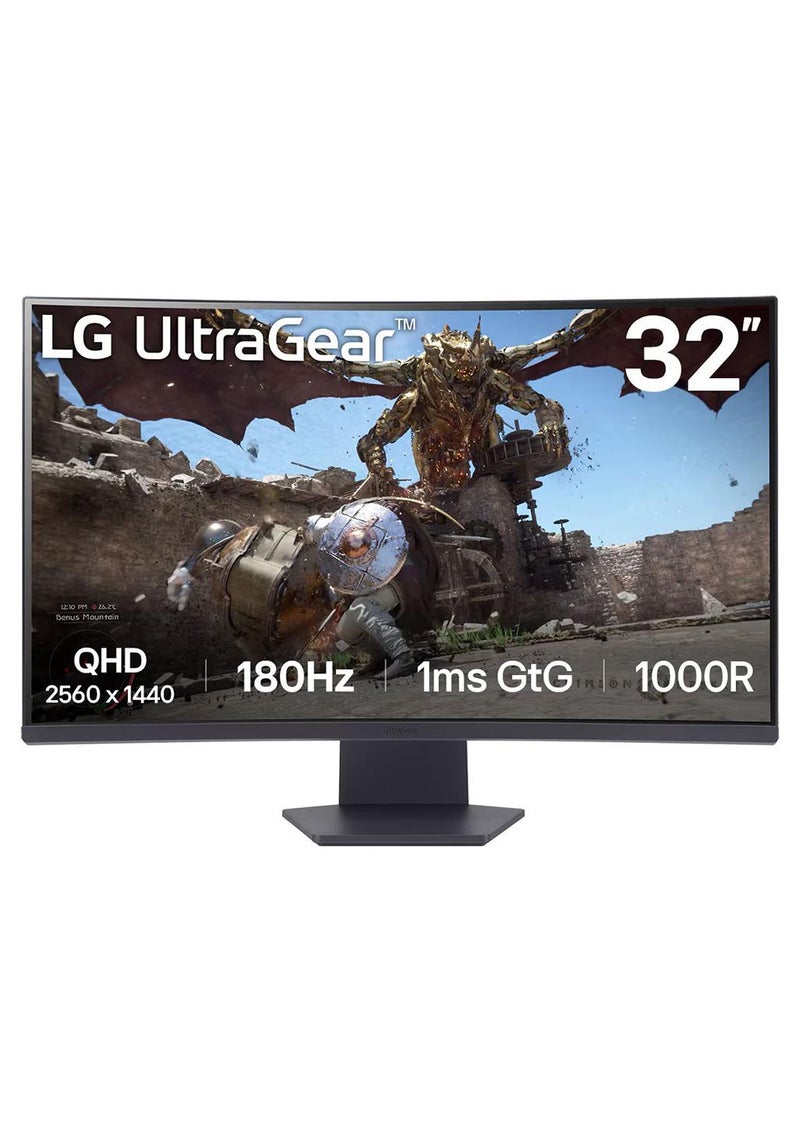 إل جي شاشة ألعاب منحنية UltraGear™ 1000R مقاس 32 بوصة، QHD، 1 مللي ثانية (GtG)، 180 هرتز، 2024 - Image 1
