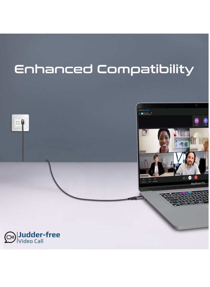 بروميت - كابل محول إيثرنت فائق السرعة إلى USB-C مع مدخل RJ45 بسرعة 1000 ميجابت في الثانية، وكابل خالٍ من التشابك بطول 5 أمتار، ومخرج USB-C 3.2 سلس للإنترنت عالي السرعة، واتصال لأجهزة الكمبيوتر المحمولة والأجهزة اللوحية، CLink-RJ45 - Image 1