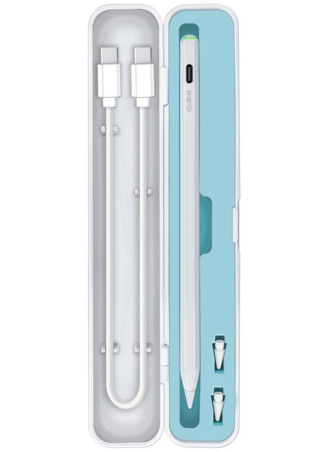 Bluetooth Stylus Pencil For iPad With Multifunctional Button,12-hour Battery Life, Palm Rejection, Tilt Recognition, Magnetic Charging, USB-C Port, 1-Year Standby Time,Replaceable Nib, Quill-3 White