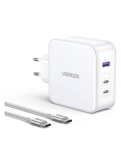 Ugreen 1 USB-A and 2 USB-C, 140W GaN Tech Fast Charger with C to C Cable 1.5M - white  - Image 1