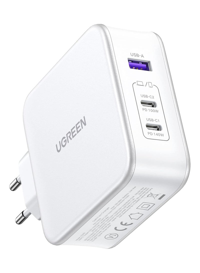 Ugreen 1 USB-A and 2 USB-C, 140W GaN Tech Fast Charger with C to C Cable 1.5M - white  - Image 4