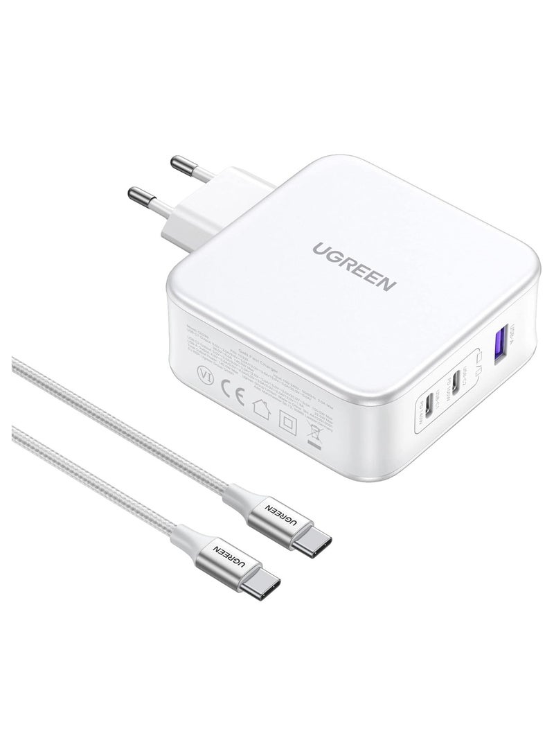 Ugreen 1 USB-A and 2 USB-C, 140W GaN Tech Fast Charger with C to C Cable 1.5M - white  - Image 2