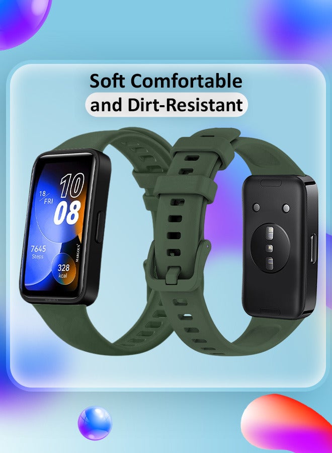 MARGOUN [for Huawei Band 9] Soft Silicone Wristband Replacement Band Watch Strap Sport Strap Green - Image 3
