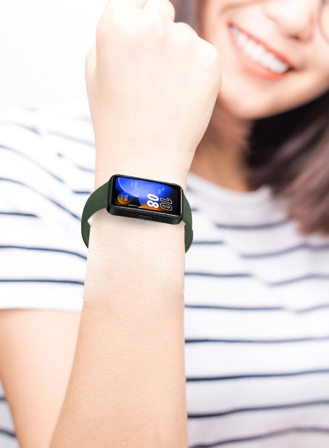 MARGOUN [for Huawei Band 9] Soft Silicone Wristband Replacement Band Watch Strap Sport Strap Green - Image 5