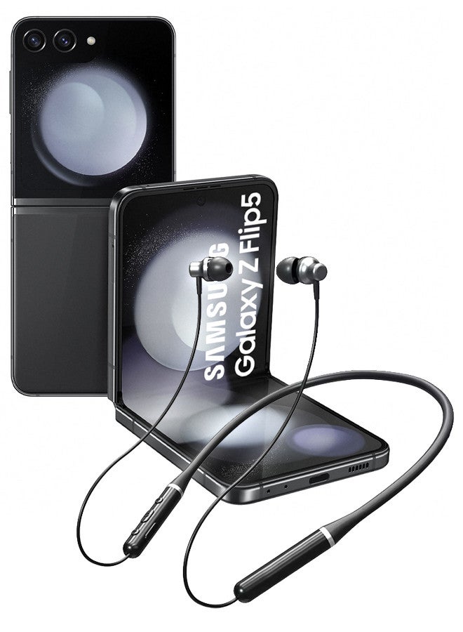 Lenovo (for Samsung Galaxy Z Flip 5) Wireless Headphones Bluetooth V5.0 IPX5 Waterproof Magnetic Neckband Sport Earphones with Mic Black - Image 1