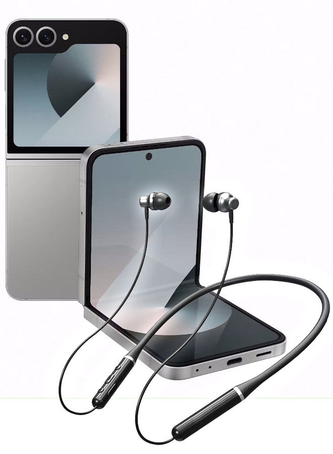 Lenovo (for Samsung Galaxy Z Flip 6) Wireless Headphones Bluetooth V5.0 IPX5 Waterproof Magnetic Neckband Sport Earphones with Mic Black - Image 1