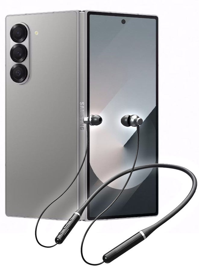 Lenovo (for Samsung Galaxy Z Fold 6) Wireless Headphones Bluetooth V5.0 IPX5 Waterproof Magnetic Neckband Sport Earphones with Mic Black - Image 1