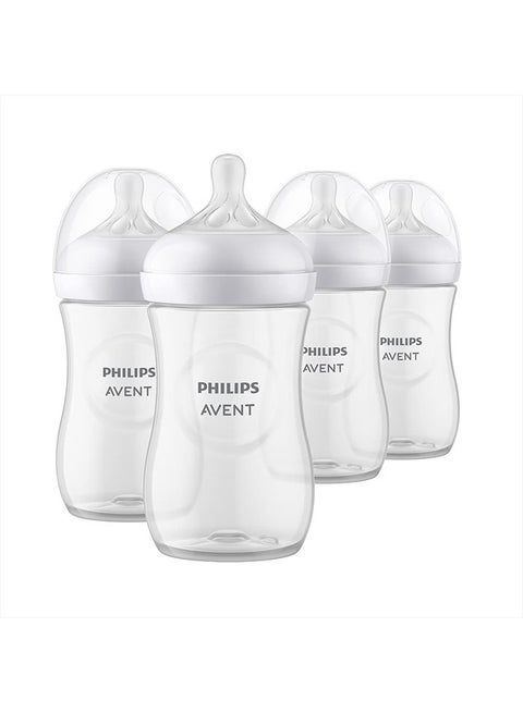Pack Of 4 Natural Baby Bottle with Natural Response Nipple, Clear, 9oz