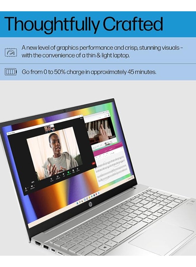 HP - Pavilion 15 (Upgraded Version) Laptop With 15.6-Inch Display, Core i7-1255u Processor/16GB RAM/512GB SSD/Intel Iris XE Graphics/Windows 11 Pro English/Arabic Silver - Image 1