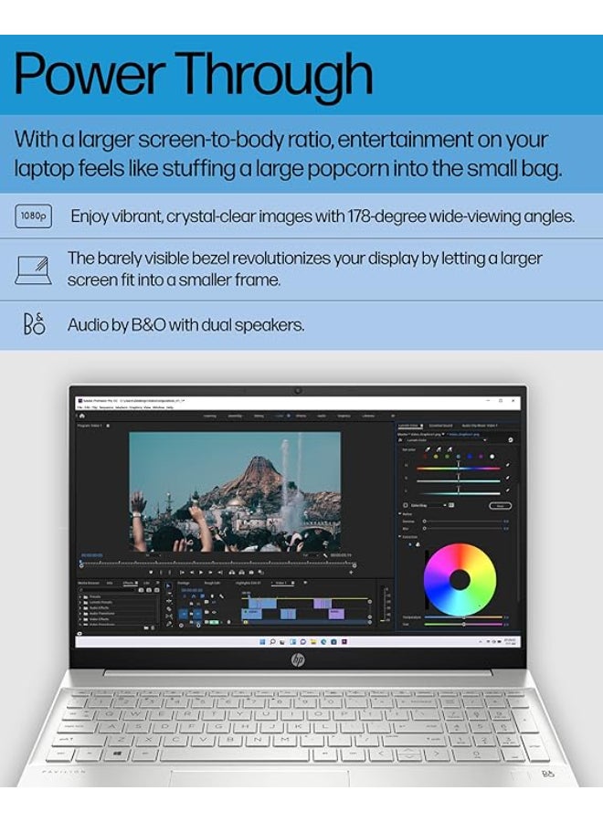 HP - Pavilion 15 (Upgraded Version) Laptop With 15.6-Inch Display, Core i7-1255u Processor/16GB RAM/512GB SSD/Intel Iris XE Graphics/Windows 11 Pro English/Arabic Silver - Image 1
