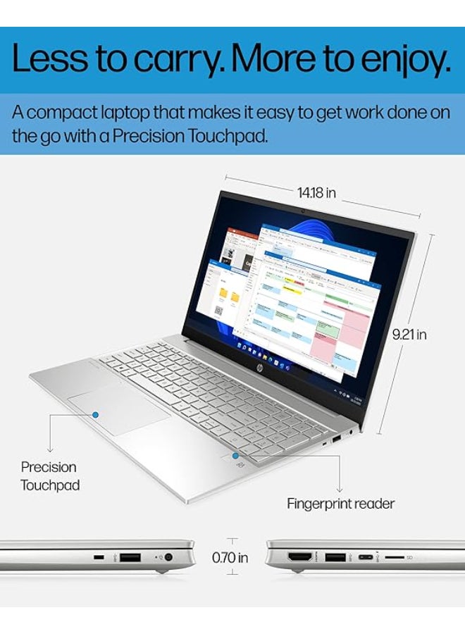 HP - Pavilion 15 (Upgraded Version) Laptop With 15.6-Inch Display, Core i7-1255u Processor/16GB RAM/512GB SSD/Intel Iris XE Graphics/Windows 11 Pro English/Arabic Silver - Image 1