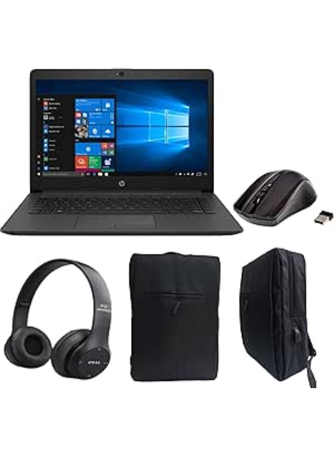 HP 240 G8 Laptop With 14-Inch Display, Core i5-1035G7 Processor/16GB RAM/512GB SSD/Intel Iris XE Graphics/Windows 10 With Laptop Bag + W/L Mouse + BT Headphone English/Arabic Jet Black - Image 1