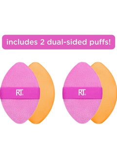 REAL TECHNIQUES Miracle 2-In-1 Powder Puff Duo, Dual-Sided Makeup Blending Puff, Reversible Elastic Band, Precision Makeup Sponge & Powder Puff, For Liquid, Cream & Powder Products, 2 Count Multicolor  - Image 2