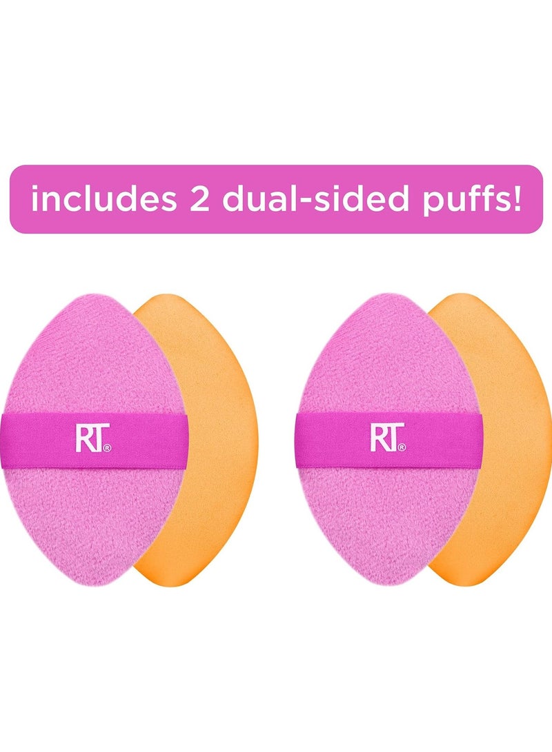 REAL TECHNIQUES Miracle 2-In-1 Powder Puff Duo, Dual-Sided Makeup Blending Puff, Reversible Elastic Band, Precision Makeup Sponge & Powder Puff, For Liquid, Cream & Powder Products, 2 Count Multicolor - Image 2