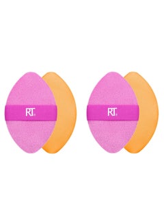 REAL TECHNIQUES Miracle 2-In-1 Powder Puff Duo, Dual-Sided Makeup Blending Puff, Reversible Elastic Band, Precision Makeup Sponge & Powder Puff, For Liquid, Cream & Powder Products, 2 Count Multicolor  - Image 3