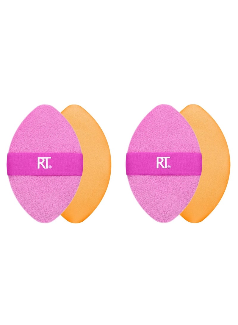 REAL TECHNIQUES Miracle 2-In-1 Powder Puff Duo, Dual-Sided Makeup Blending Puff, Reversible Elastic Band, Precision Makeup Sponge & Powder Puff, For Liquid, Cream & Powder Products, 2 Count Multicolor - Image 3