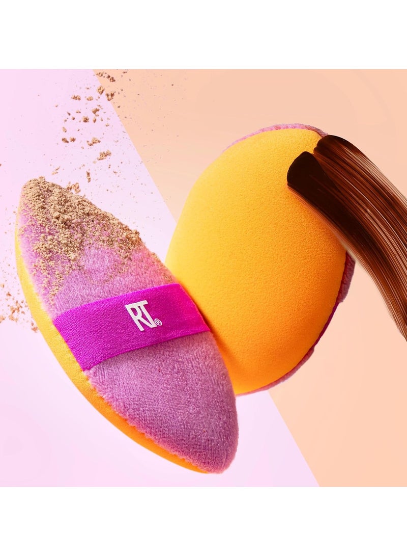 REAL TECHNIQUES Miracle 2-In-1 Powder Puff Duo, Dual-Sided Makeup Blending Puff, Reversible Elastic Band, Precision Makeup Sponge & Powder Puff, For Liquid, Cream & Powder Products, 2 Count Multicolor - Image 5