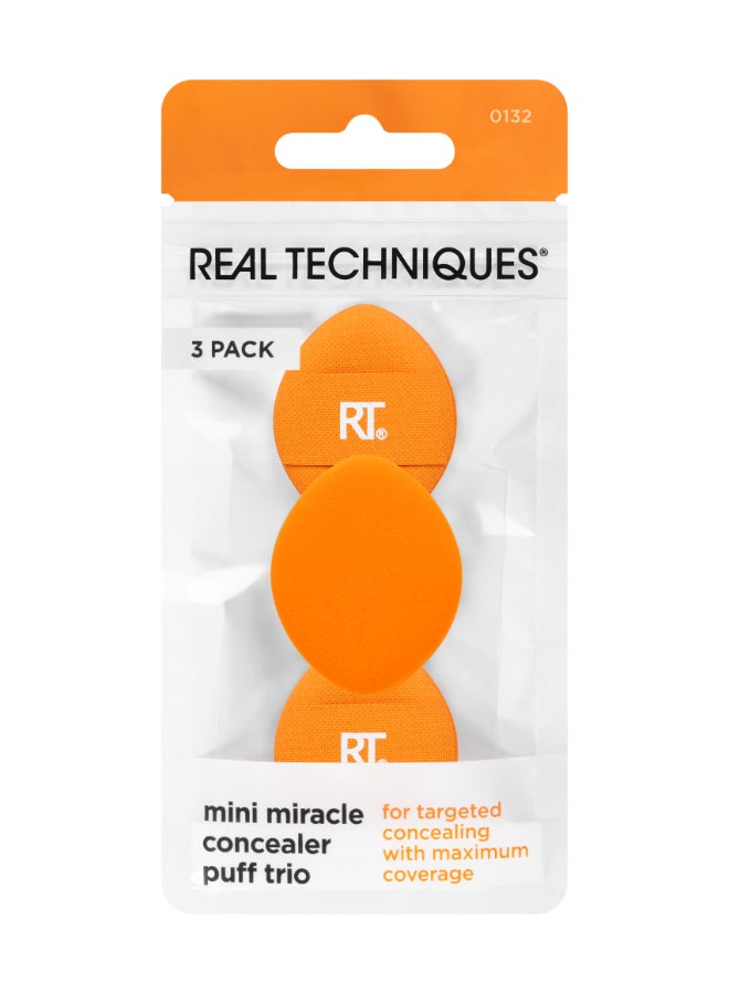 REAL TECHNIQUES - Mini Miracle Concealer Puff Trio Orange - Image 1