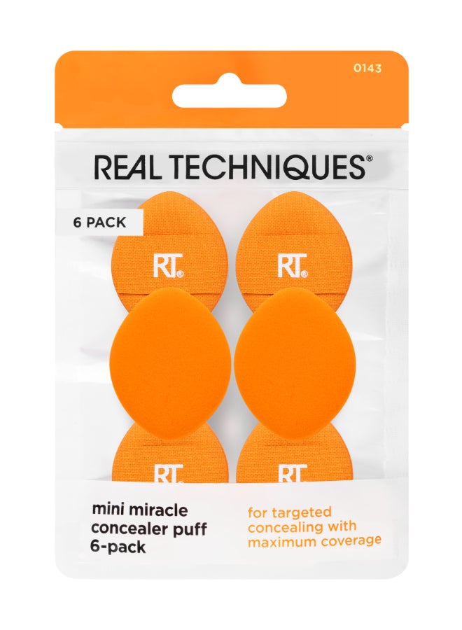 REAL TECHNIQUES Mini Miracle Concealer Puff 6 Pack Orange  - Image 1