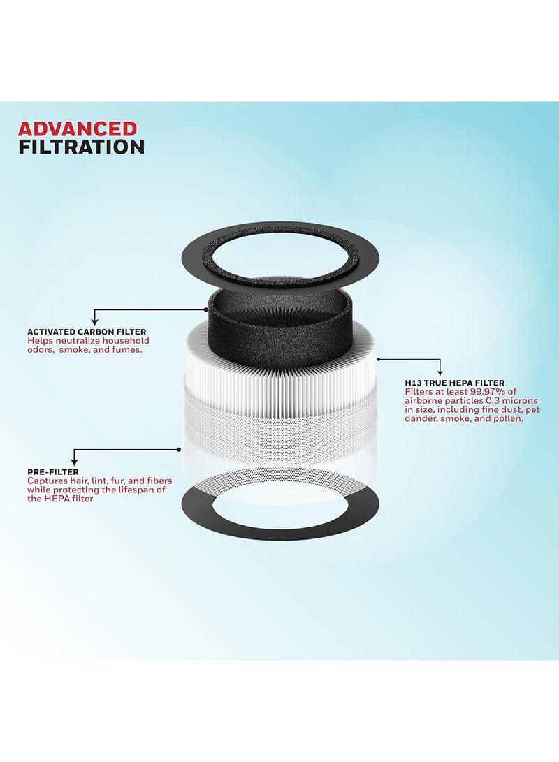 هوني ويل Air Purifier for Home & Office, 3-in-1 filter - Pre-Filter, H13 HEPA Filter, Activated Carbon Filter, Removes 99.99% Pollutants, Allergens, Pet Danger, Smoke, Dust & Pollens - Air touch V1 HC000026/AP/V1/UK White  - Image 4