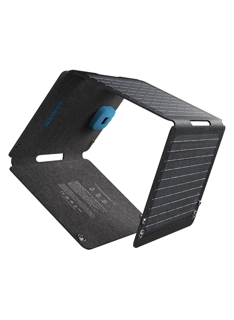آنكر Solix PS30 Solar Panel, 30W Foldable Portable Solar Charger, IP65 Water and Dust Resistance, Ultra-Fast Charging, Charges 2 Devices at Once, for Camping, Hiking, and Outdoor Activities ‎Gray  - Image 1