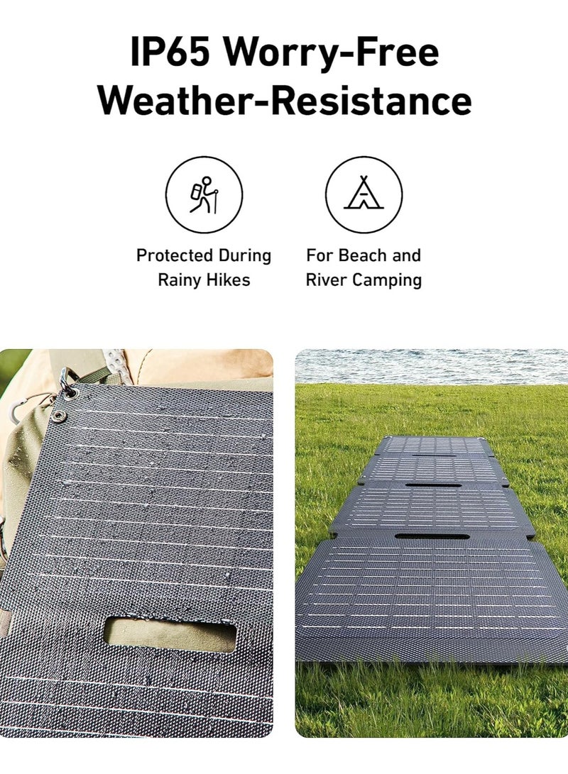 آنكر Solix PS30 Solar Panel, 30W Foldable Portable Solar Charger, IP65 Water and Dust Resistance, Ultra-Fast Charging, Charges 2 Devices at Once, for Camping, Hiking, and Outdoor Activities ‎Gray  - Image 4