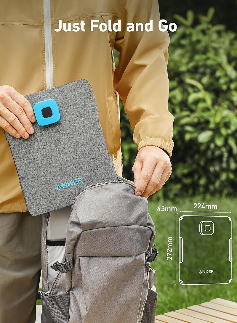 Solix PS30 Solar Panel, 30W Foldable Portable Solar Charger, IP65 Water and Dust Resistance, Ultra-Fast Charging, Charges 2 Devices at Once, for Camping, Hiking, and Outdoor Activities ‎Gray
