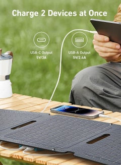 Anker Solix PS30 Solar Panel, 30W Foldable Portable Solar Charger, IP65 Water and Dust Resistance, Ultra-Fast Charging, Charges 2 Devices at Once, for Camping, Hiking, and Outdoor Activities ‎Gray  - Image 3