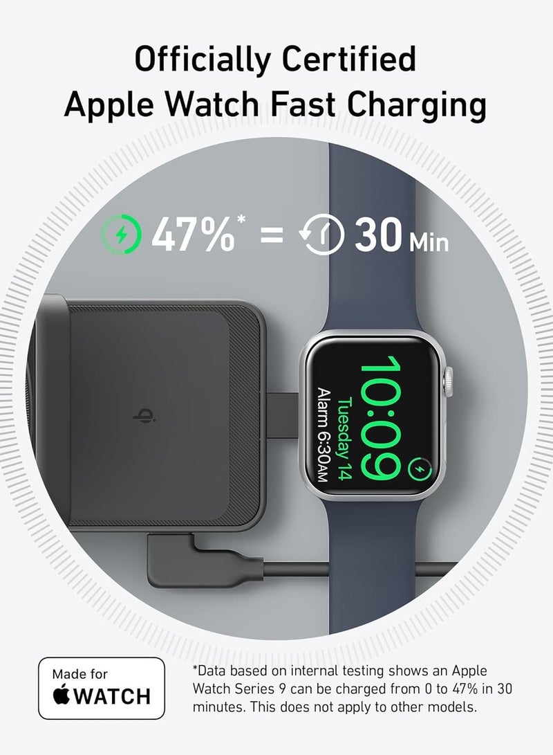 Anker MagSafe Charger Compatible, MagGo 3-in-1 Wireless Charging Station, Qi2 Certified 15W Wireless Stand, Apple Watch Charger for MagSafe, For iPhone 15, AirPods (40W USB C Charger Included) - Black  - Image 4