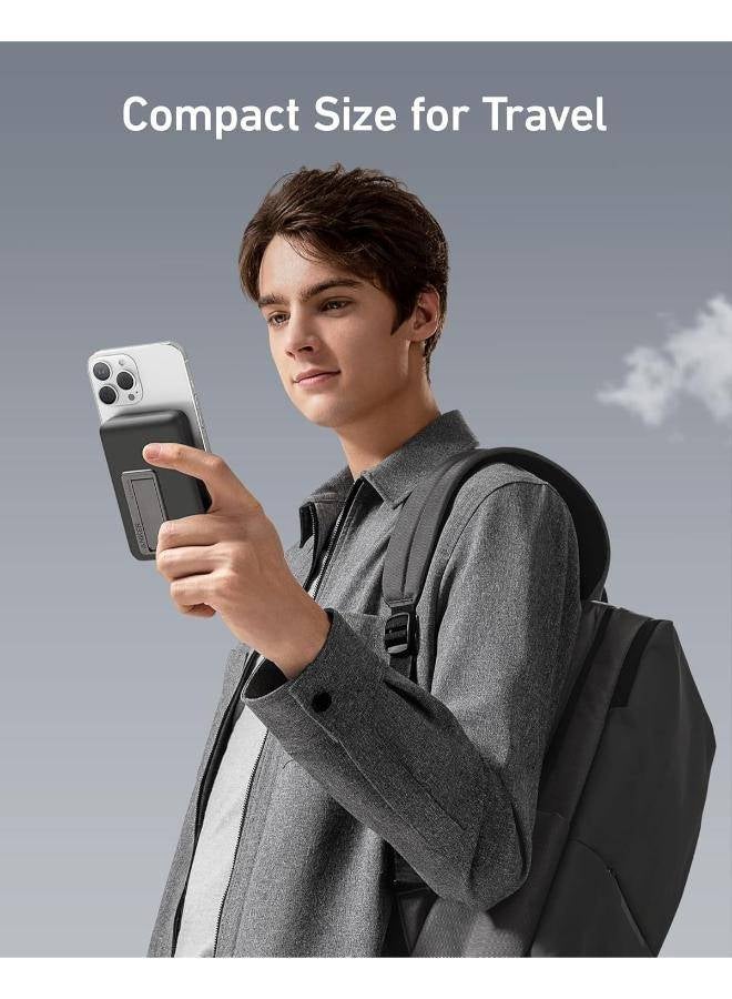 Anker - 10000 mAh 633 Magnetic Battery, 10,000mAh Foldable Wireless Portable Charger, 20W USB-C Power Delivery Power Bank with Stand, Magsafe-Compatible for iPhone 15/14/13/12 Series Grey - Image 1