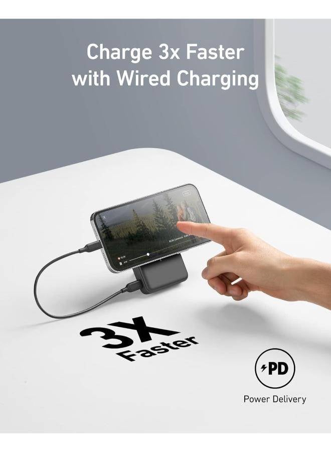 Anker - 10000 mAh 633 Magnetic Battery, 10,000mAh Foldable Wireless Portable Charger, 20W USB-C Power Delivery Power Bank with Stand, Magsafe-Compatible for iPhone 15/14/13/12 Series Grey - Image 1