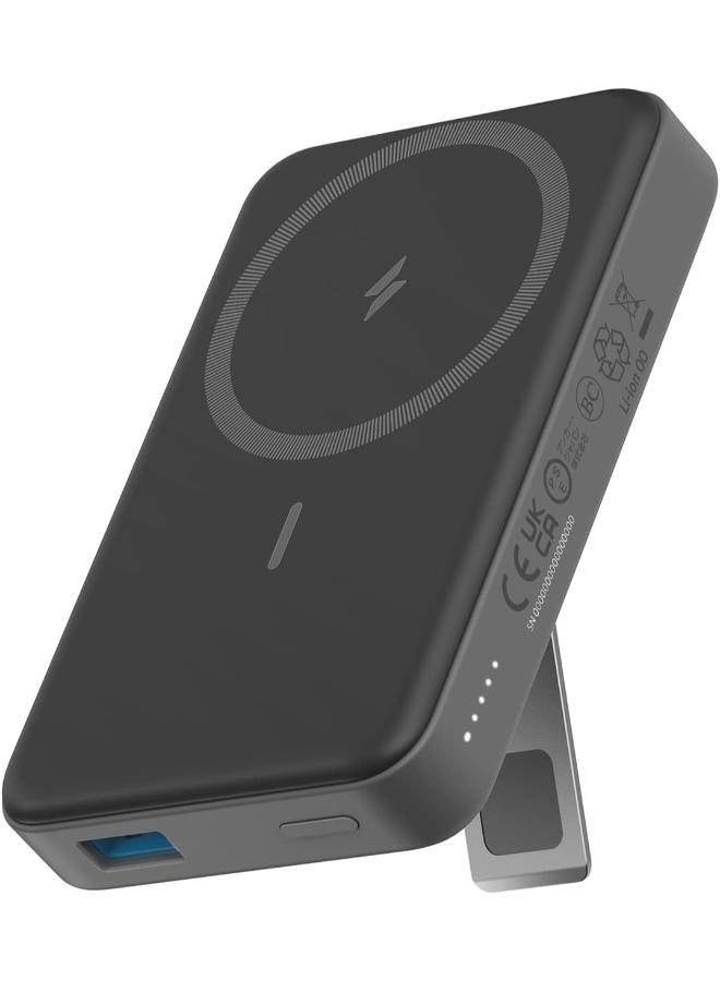 Anker - 10000 mAh 633 Magnetic Battery, 10,000mAh Foldable Wireless Portable Charger, 20W USB-C Power Delivery Power Bank with Stand, Magsafe-Compatible for iPhone 15/14/13/12 Series Grey - Image 1