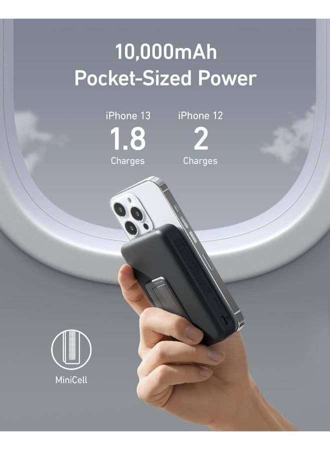 Anker - 10000 mAh 633 Magnetic Battery, 10,000mAh Foldable Wireless Portable Charger, 20W USB-C Power Delivery Power Bank with Stand, Magsafe-Compatible for iPhone 15/14/13/12 Series Grey - Image 1