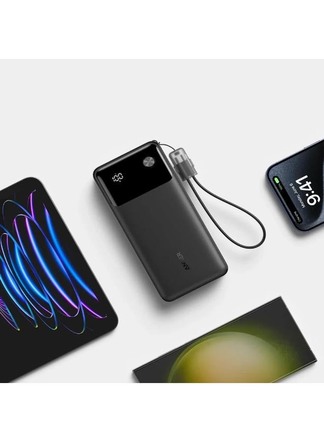 Anker - 20000 mAh A1384H11 Powercore Power bank 20000mAh 30W Portable Charger with USB C Cable Lanyard-black Black - Image 1