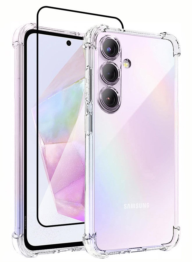 مارجون - (لهاتف Samsung Galaxy A35 5G) قطعتان من الجراب الشفاف وواقي الشاشة، جراب مرن فائق النحافة ومقاوم للخدش ومضاد للصدمات مصنوع من مادة TPU الشفافة - Image 1