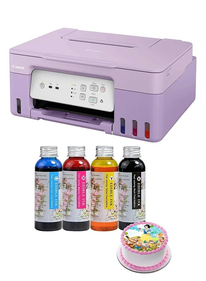 Canon - PIXMA G3430 Purple All-in-One Multi-function printer With Food Grade 400ML 4 Colors 100ML/Bottle Bakey Ink Purple - Image 1