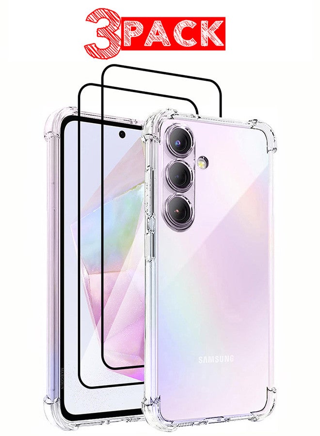 مارجون (لهاتف Samsung Galaxy A35 5G) 3 عبوات من حافظات شفافة وواقيات شاشة رفيعة للغاية ومرنة ومقاومة للخدش ومضادة للصدمات من مادة TPU - Image 1