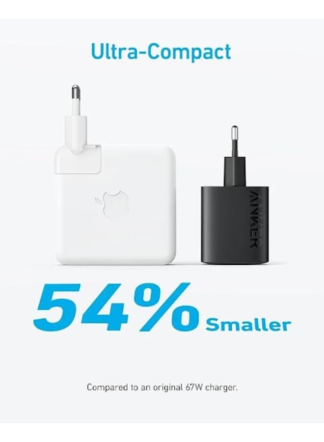 Anker - Anker 30 W USB-C Charger, Anker 312 Charger with Compact & Foldable Design, 2-Pack 30W Fast Charger for iPhone 14/13/12 Series, Samsung S23, MacBook Air, Pixelbook, iPad Pro, & Mor Black Black - Image 1
