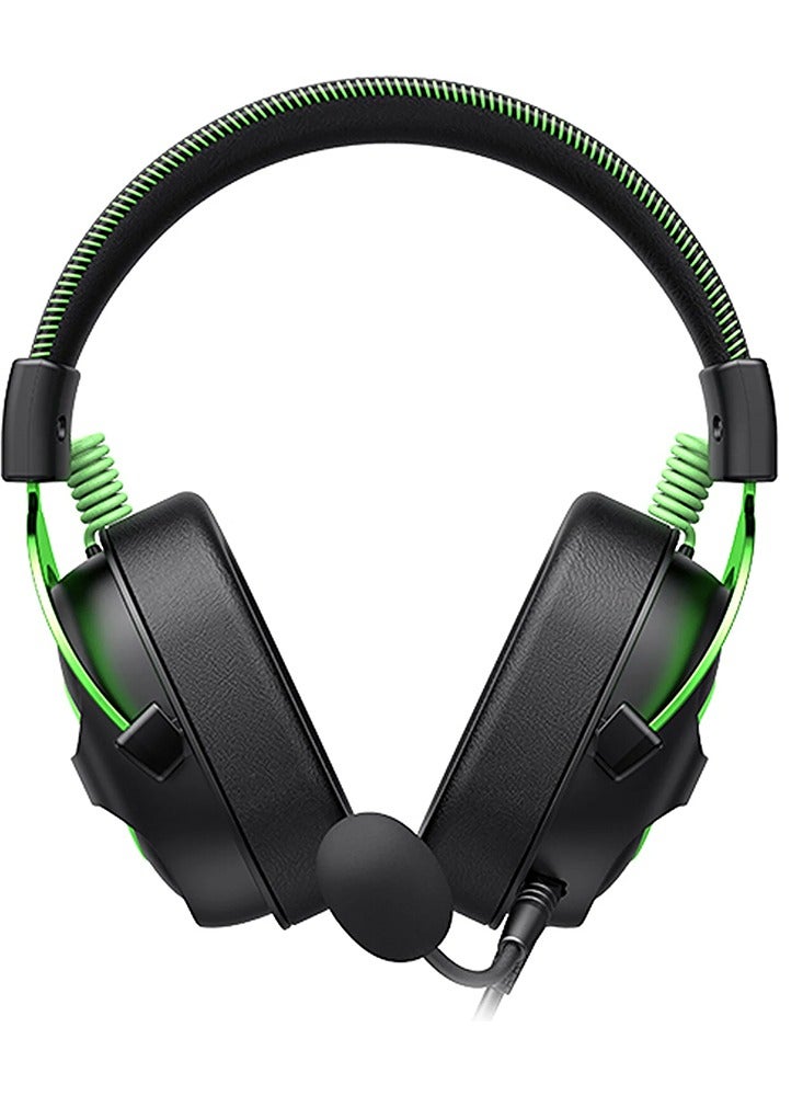 havit - HAVIT GAMING HEADPHONES BLACK-GREEN H2002E with Noise Cancellation, Adjustable Headband, Gaming - Surround Headset - Image 1