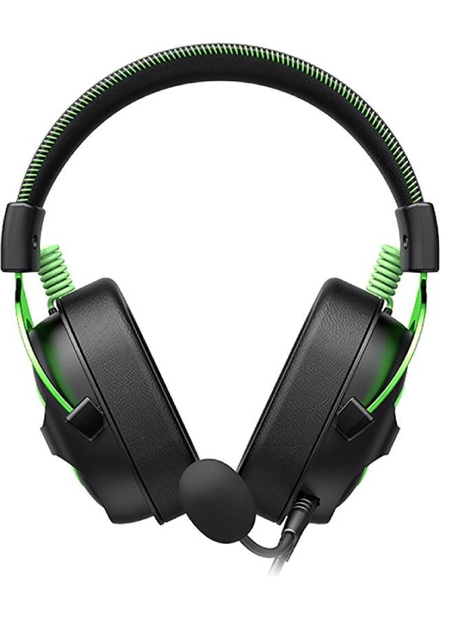Havit H2002E Gaming Headphonewith Noise Cancellation, Adjustable Headband, Gaming - Surround Headset  Black-Green - Image 1