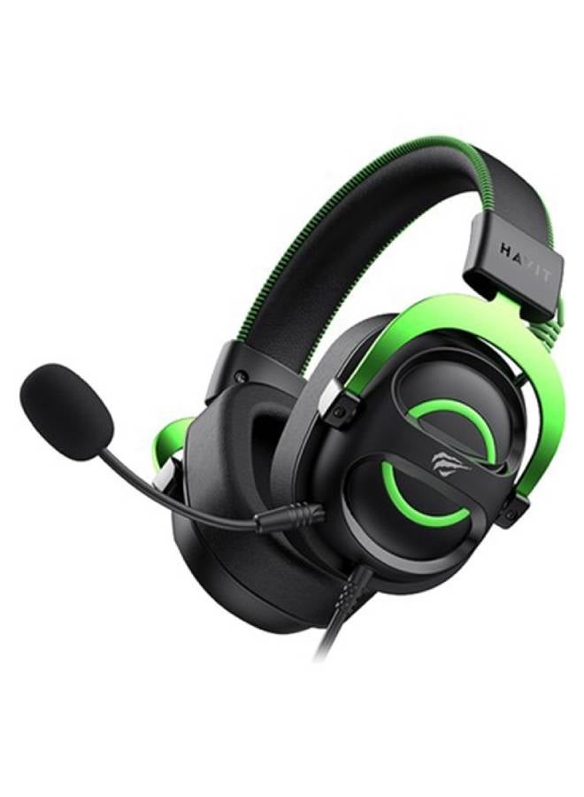 Havit H2002E Gaming Headphonewith Noise Cancellation, Adjustable Headband, Gaming - Surround Headset  Black-Green - Image 2