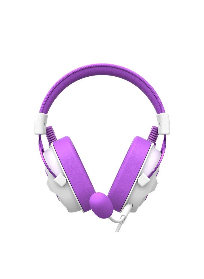 هافيت سماعات رأس HAVIT GAMING باللونين الأبيض والأرجواني H2002E مع خاصية إلغاء الضوضاء وعصابة رأس قابلة للتعديل وسماعات رأس محيطية للألعاب - Image 2
