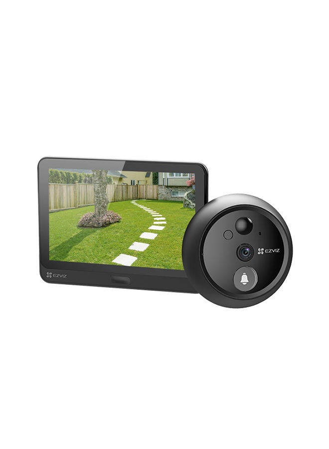 EZVIZ - HP4 Wire-free Peephole Doorbell, 1080p HD, 155° Ultra-Wide Angle, 4.3-inch Color Screen, Night Vision (Up to 3m), 4600mAh Rechargeable Battery, Wi-Fi, Cloud & MicroSD Storage (Up to 512GB), Two-Way Audio, Easy Installation, Black | CS-HP4 - Image 1