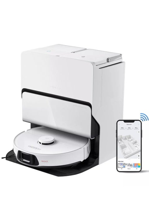 S8 Max Ultra Robot Vacuum and Sonic Mop,8000 Pa Suction,Corner to Edge Deep Cleaning,Hot Air Self-Drying, Auto Empty and Refill,Detergent Dispenser,Obstacle Avoidance 2.7 L 69 W S83USC+EWFD13HRR White