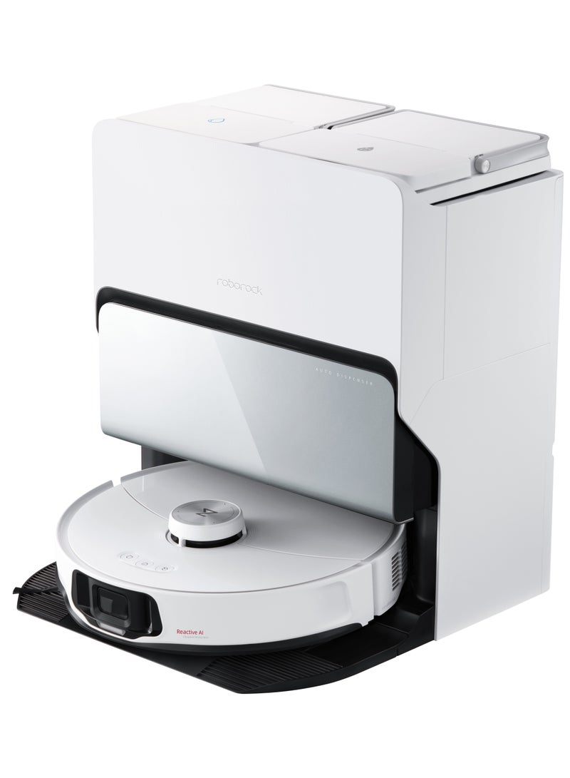 S8 Max Ultra Robot Vacuum and Sonic Mop,8000 Pa Suction,Corner to Edge Deep Cleaning,Hot Air Self-Drying, Auto Empty and Refill,Detergent Dispenser,Obstacle Avoidance 2.7 L 69 W S83USC+EWFD13HRR White